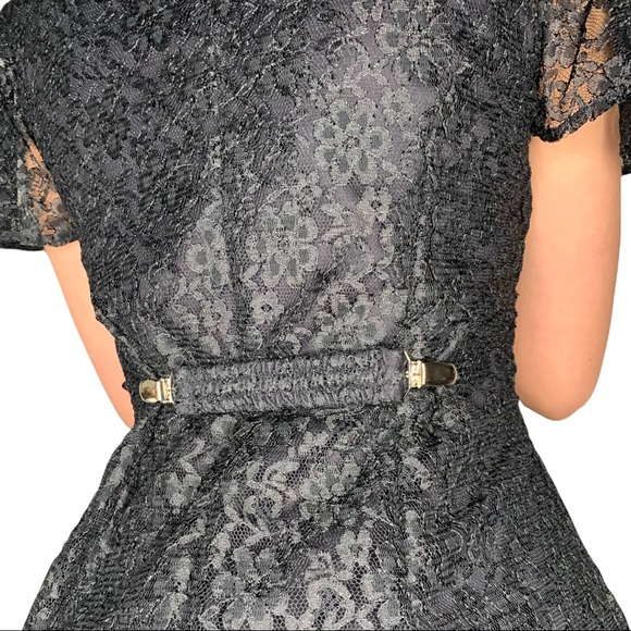 Vintage 80s Full black lace mini dress - Picture 5 of 5